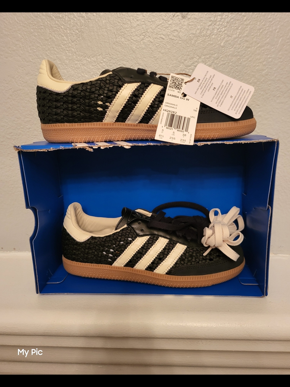 Adidas Samba Womens Woven Sneakers in Black and Cream